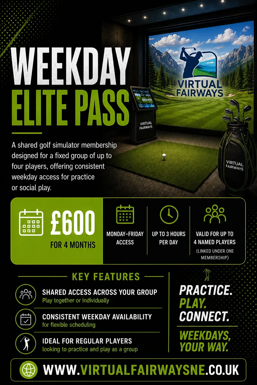 A premium golf simulator bay at Virtual Fairways, Darlington